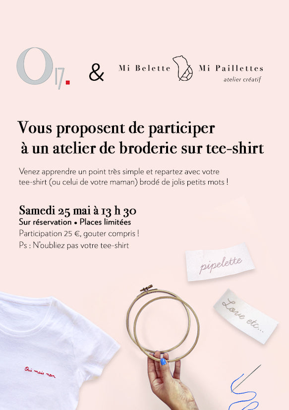 Atelier Tee shirt brodé et goûter chez  O17 Concept Store